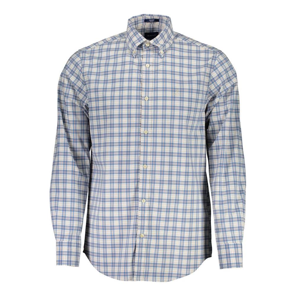 Gant Blue Cotton Men Shirt Gant Gray
