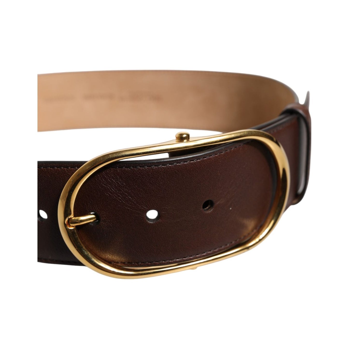 Dolce & Gabbana Brown Leather Waist Gold Metal Buckle Belt