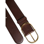 Dolce & Gabbana Brown Leather Waist Gold Metal Buckle Belt