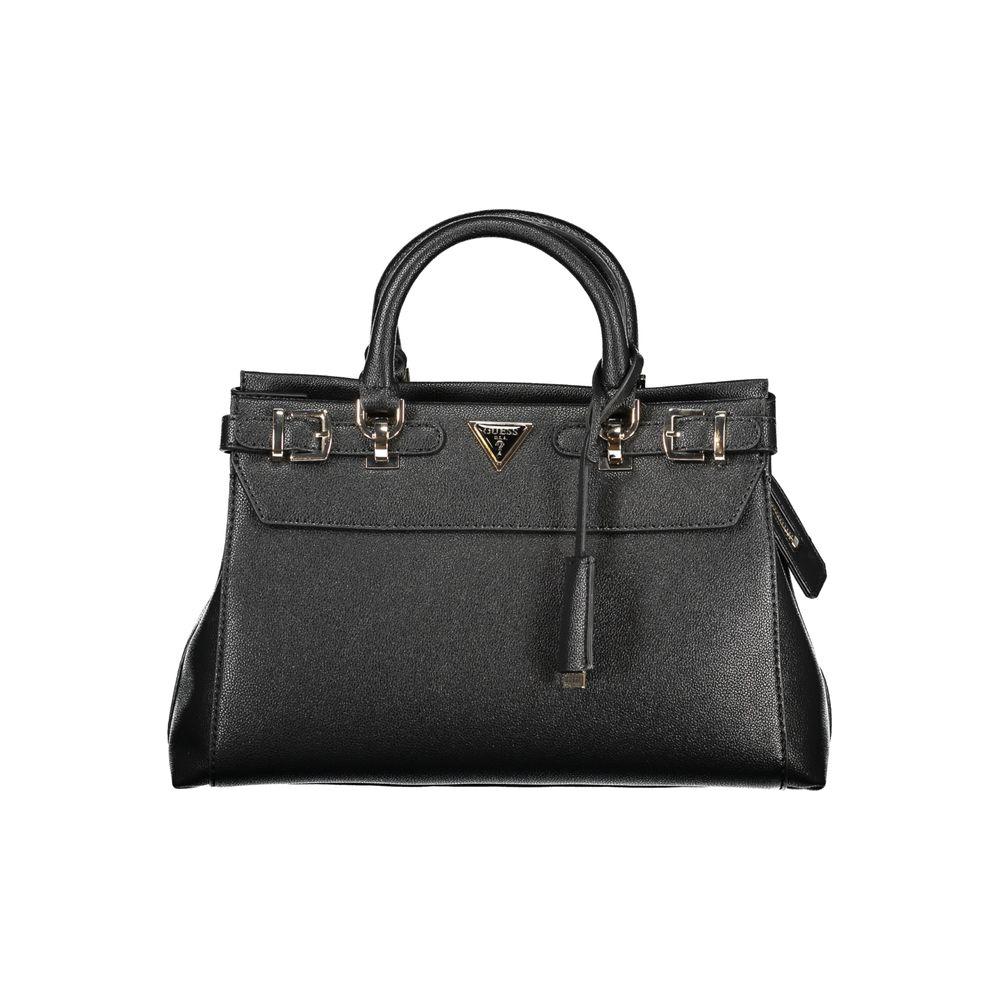 Guess Jeans Black Polyethylene Women's Handbag with Contrasting Details and Spacious Compartments