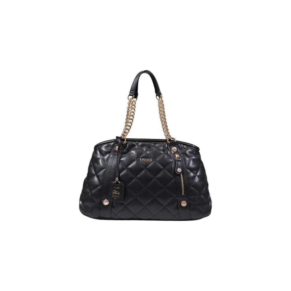 Liu Jo black quilted handbag with chain straps, large size, 100% polyurethane, ideal for spring/summer collection.