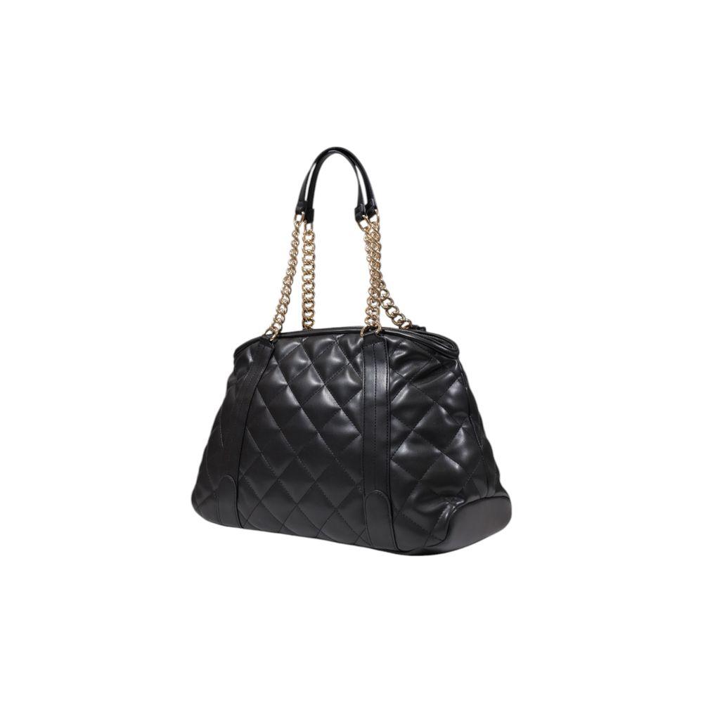 Liu Jo black polyethylene large women's handbag with quilted design and chain straps for spring/summer collection.