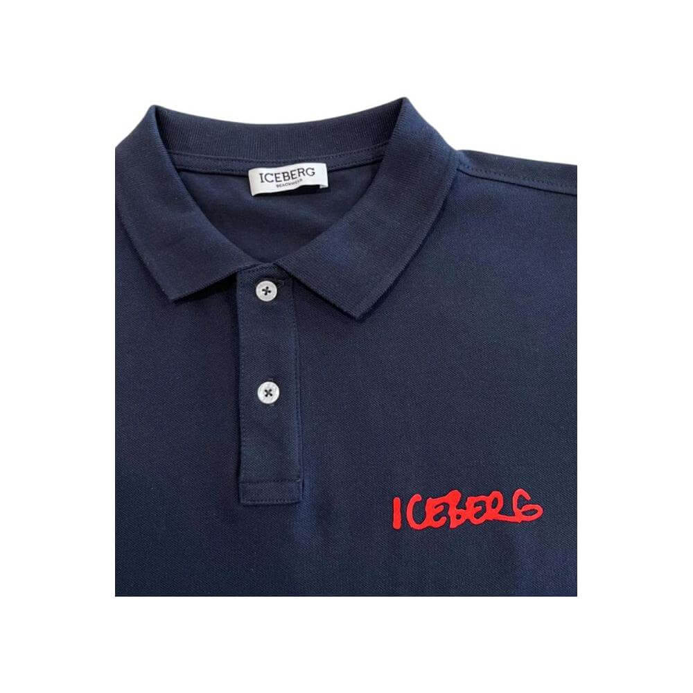 Iceberg Blue Cotton Men Polo Shirt