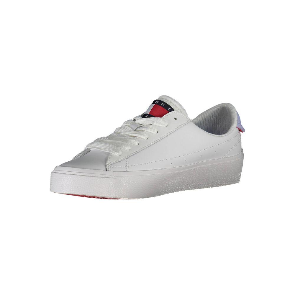 Tommy Hilfiger White Leather Women Sneaker Tommy Hilfiger Gray