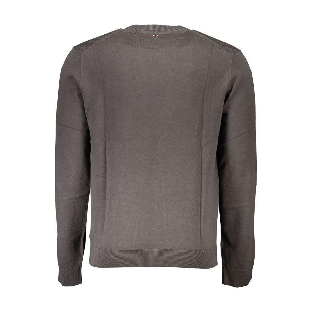 Napapijri Gray Cotton Men Sweater Napapijri Dim Gray