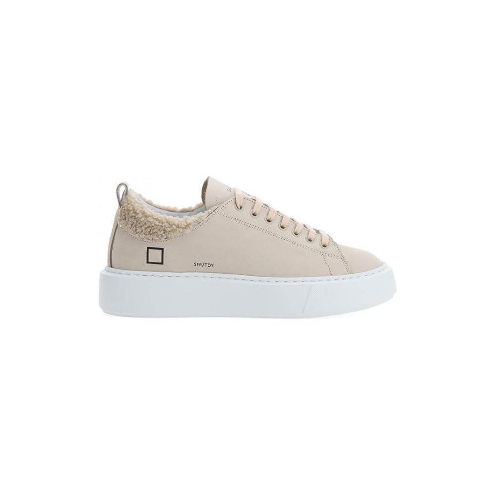 D.A.T.E Beige Leather Sneaker DA-15204-IT38|XS