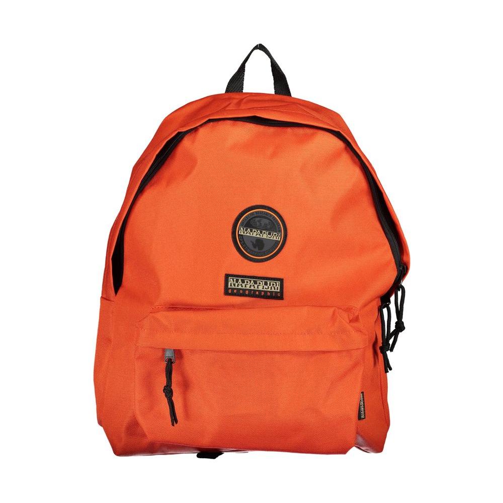 Napapijri Eco-Chic Orange Backpack with logo, ideal for urban explorers, featuring adjustable straps and zip closure for secure carrying.