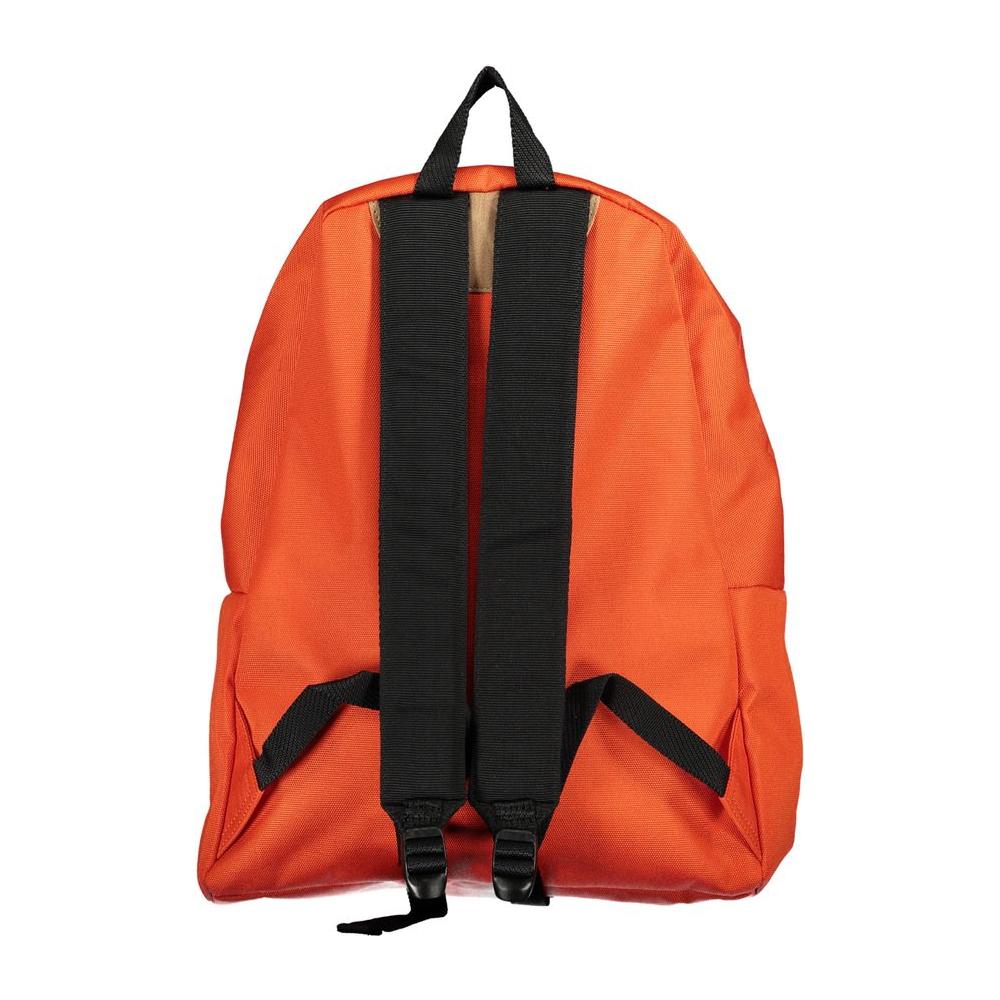 Back view of orange Napapijri Eco-Chic Backpack with adjustable straps and handle for urban explorers, highlighting eco-conscious design.