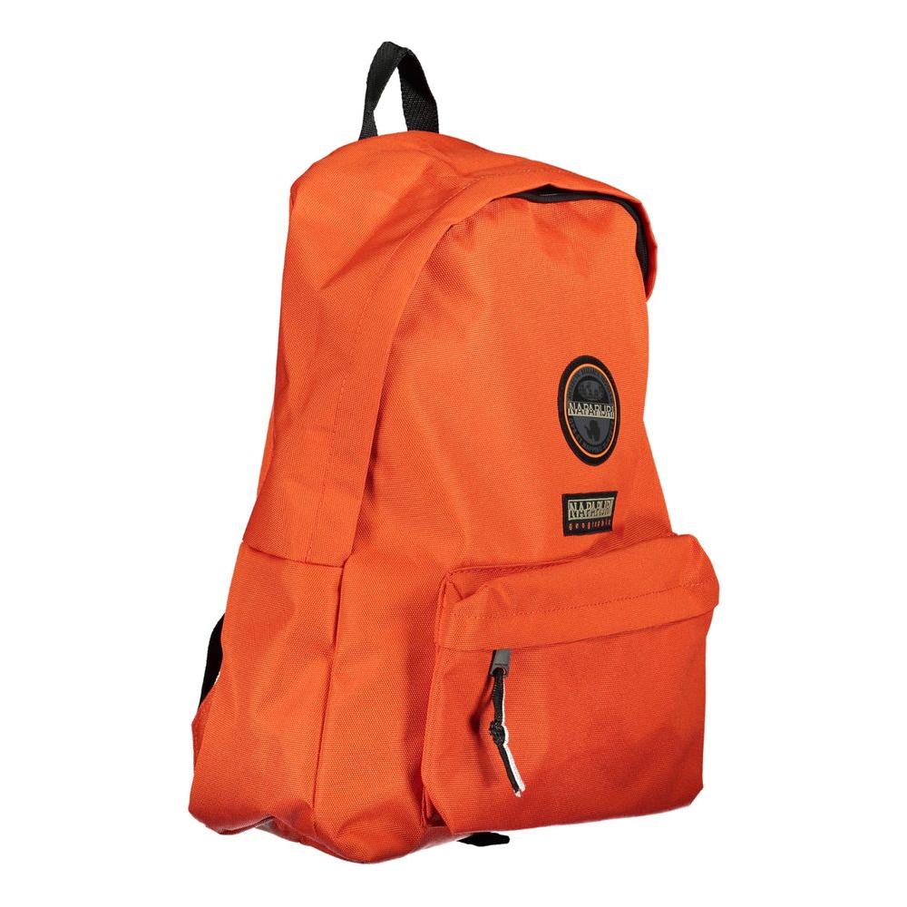 Napapijri Eco-Chic Orange Backpack for urban explorers with adjustable straps and ample storage, featuring logo and zip closure.