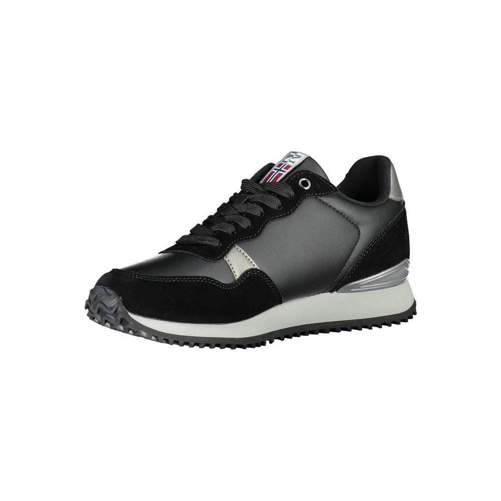 Napapijri Chic Black Lace-Up Sneakers with Contrast Detail Napapijri Dark Slate Gray