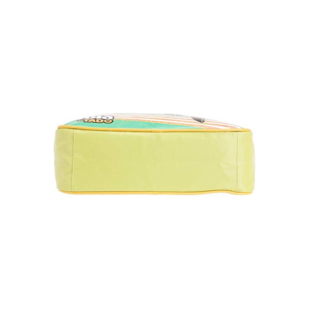 Bottom view of a Gola White Synthetic Women's Handbag with a yellow and green base, showcasing its sturdy and spacious design.