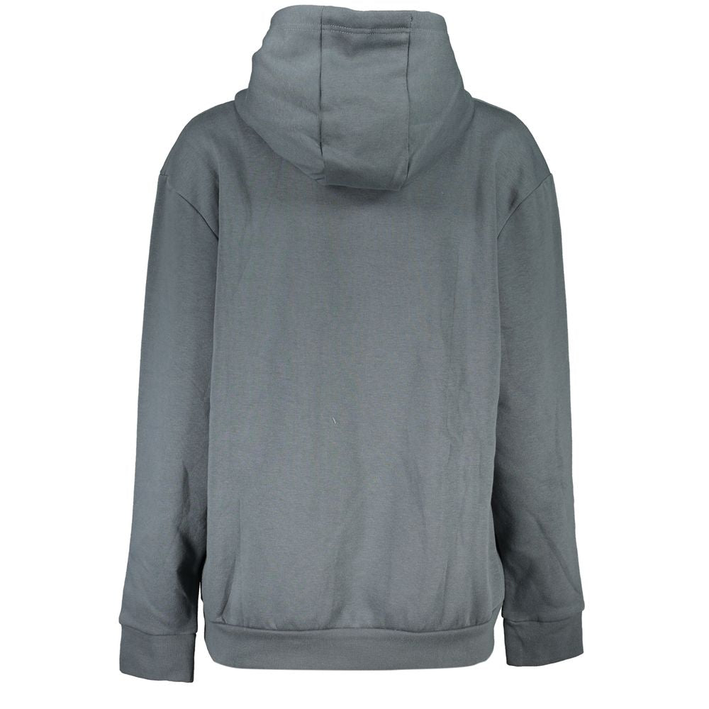 Back view of Cavalli Class sleek gray fleece hooded sweatshirt, showcasing a stylish long-sleeve design for comfort and fashion.