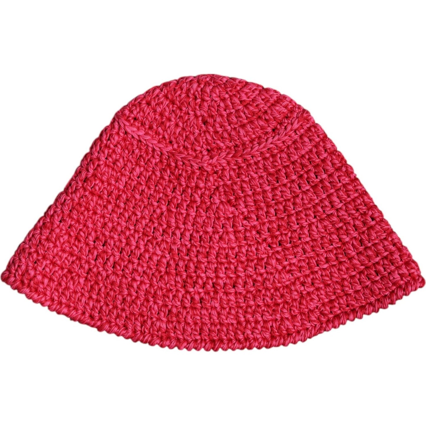 Dolce & Gabbana red cotton crochet bucket hat with DG logo, made in Italy, featuring a stylish and elegant design.