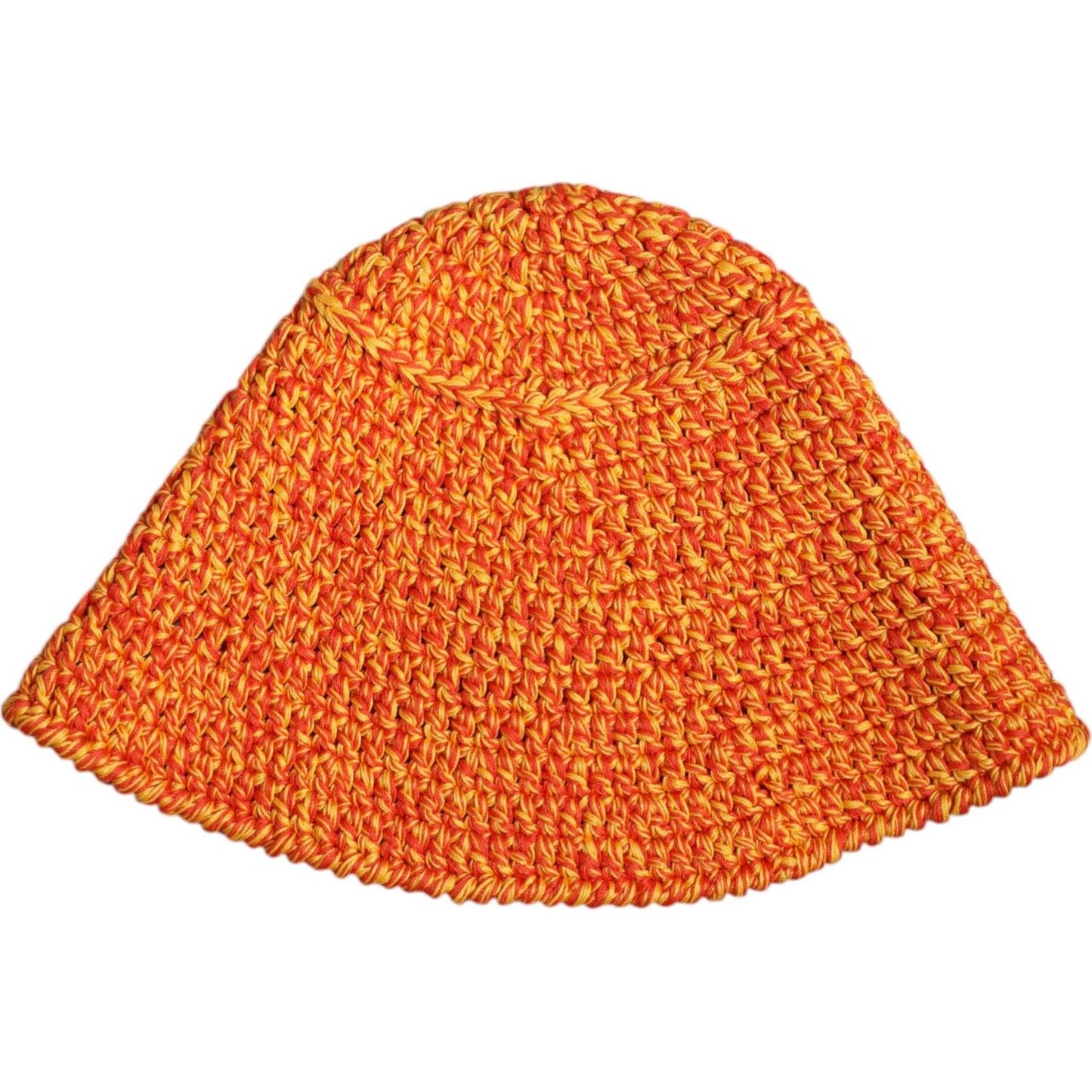 Dolce & Gabbana orange cotton crochet bucket hat, DG logo, 100% authentic, stylish women's cap, made in Italy.