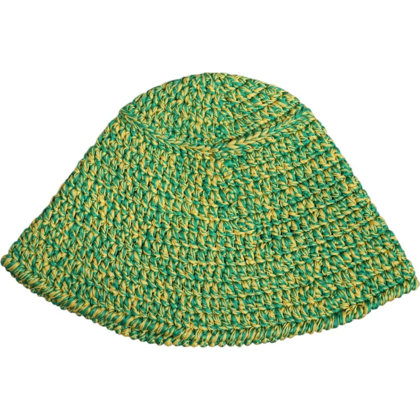 Dolce & Gabbana green crochet bucket hat with DG logo, 100% cotton, made in Italy.