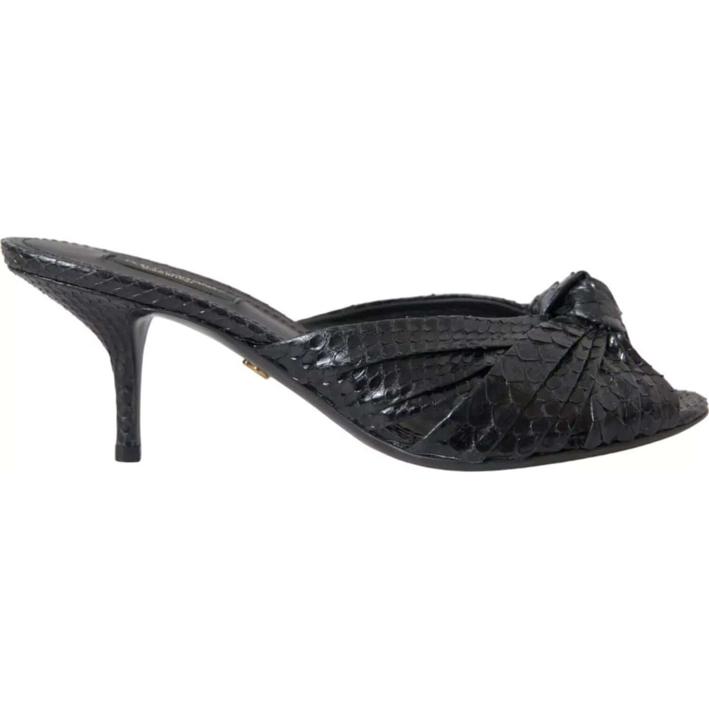 Dolce & Gabbana Black Python Leather Heels Slides Shoes Dolce & Gabbana Dark Slate Gray