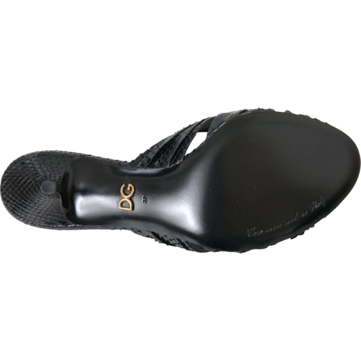 Dolce & Gabbana Black Python Leather Heels Slides Shoes Dolce & Gabbana Dark Slate Gray
