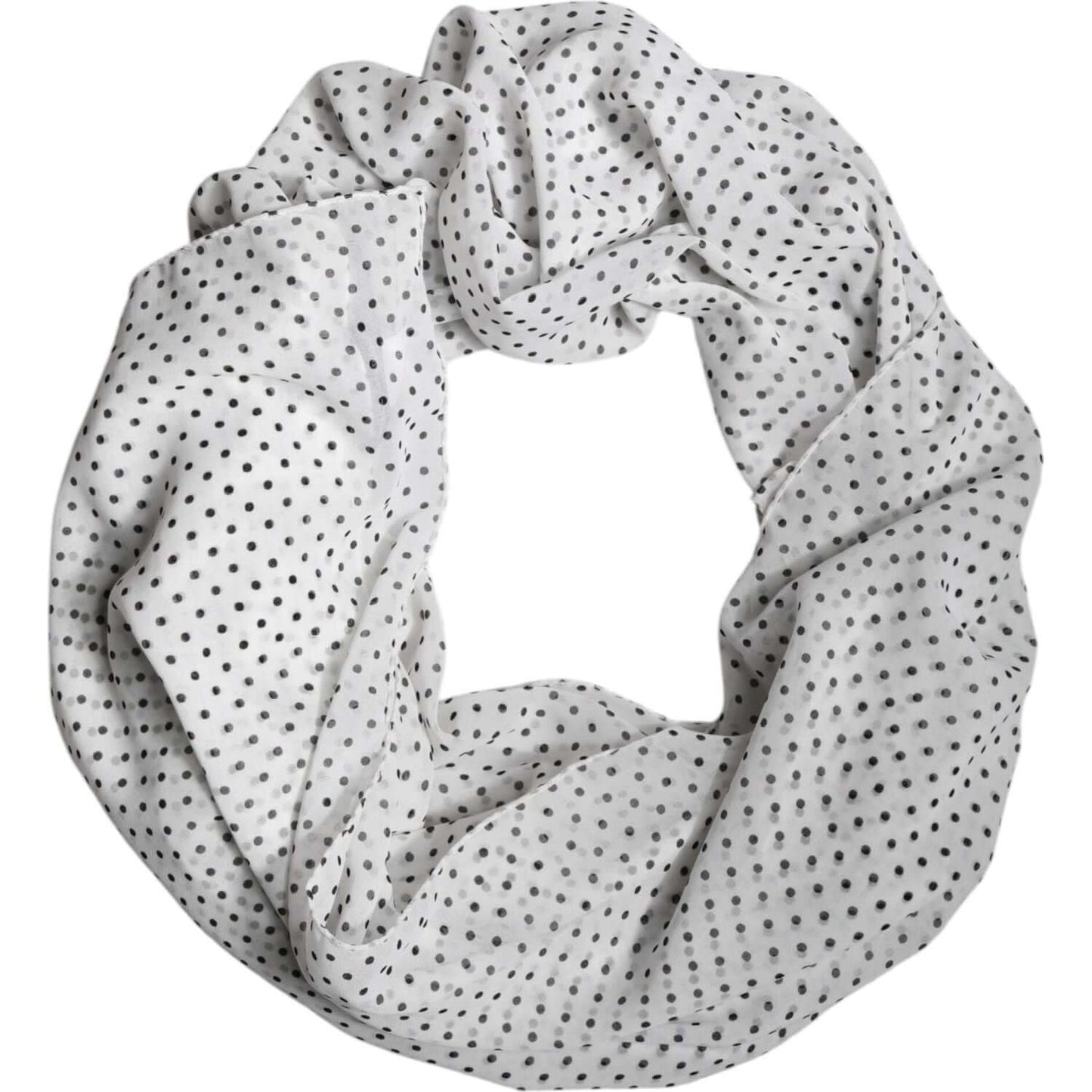 Dolce & Gabbana White Polka Dots Polyester Wrap Shawl Scarf Dolce & Gabbana Gray