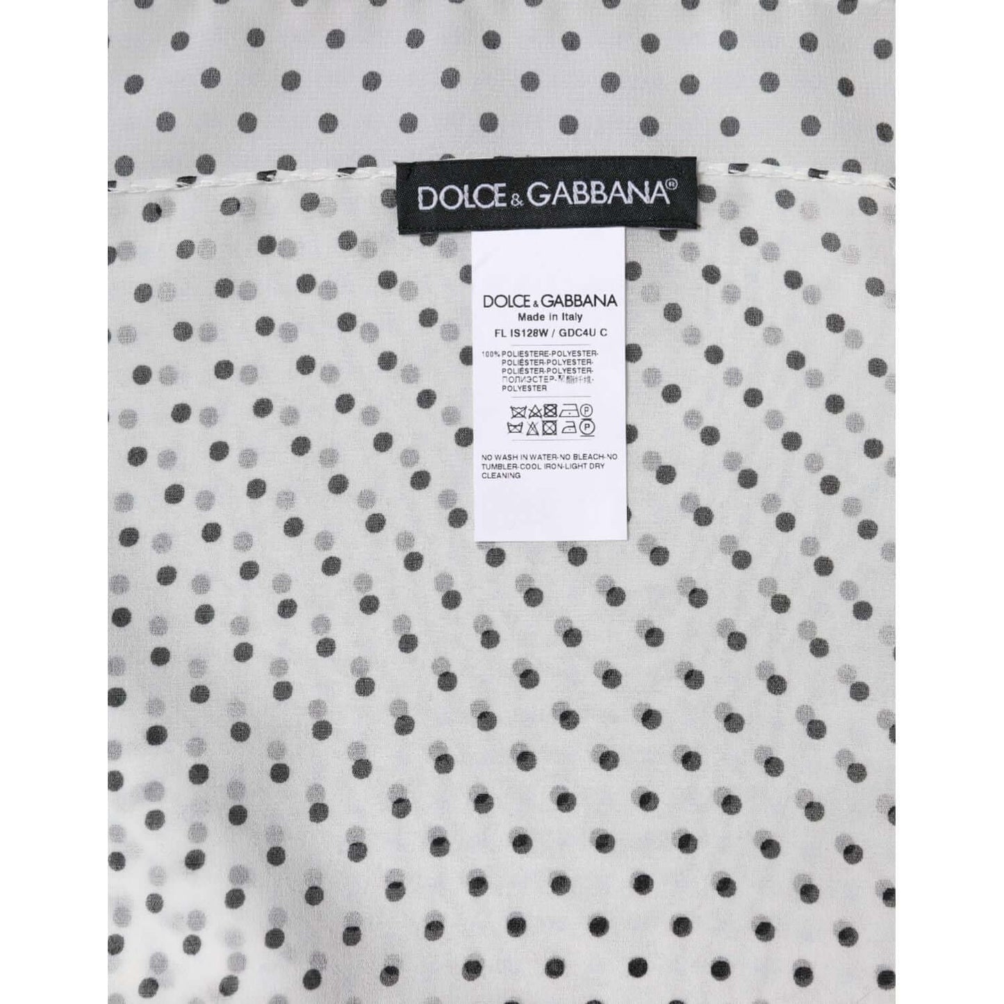 Dolce & Gabbana White Polka Dots Polyester Wrap Shawl Scarf Dolce & Gabbana Light Gray