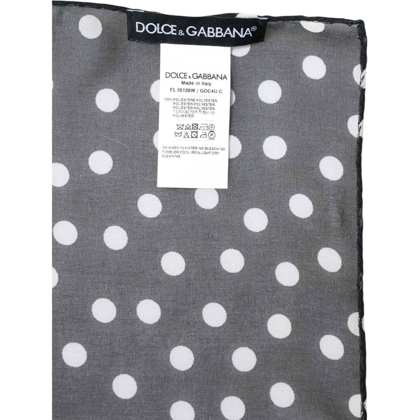 Dolce & Gabbana Black Polka Dots Polyester Wrap Shawl Scarf Dolce & Gabbana Dim Gray