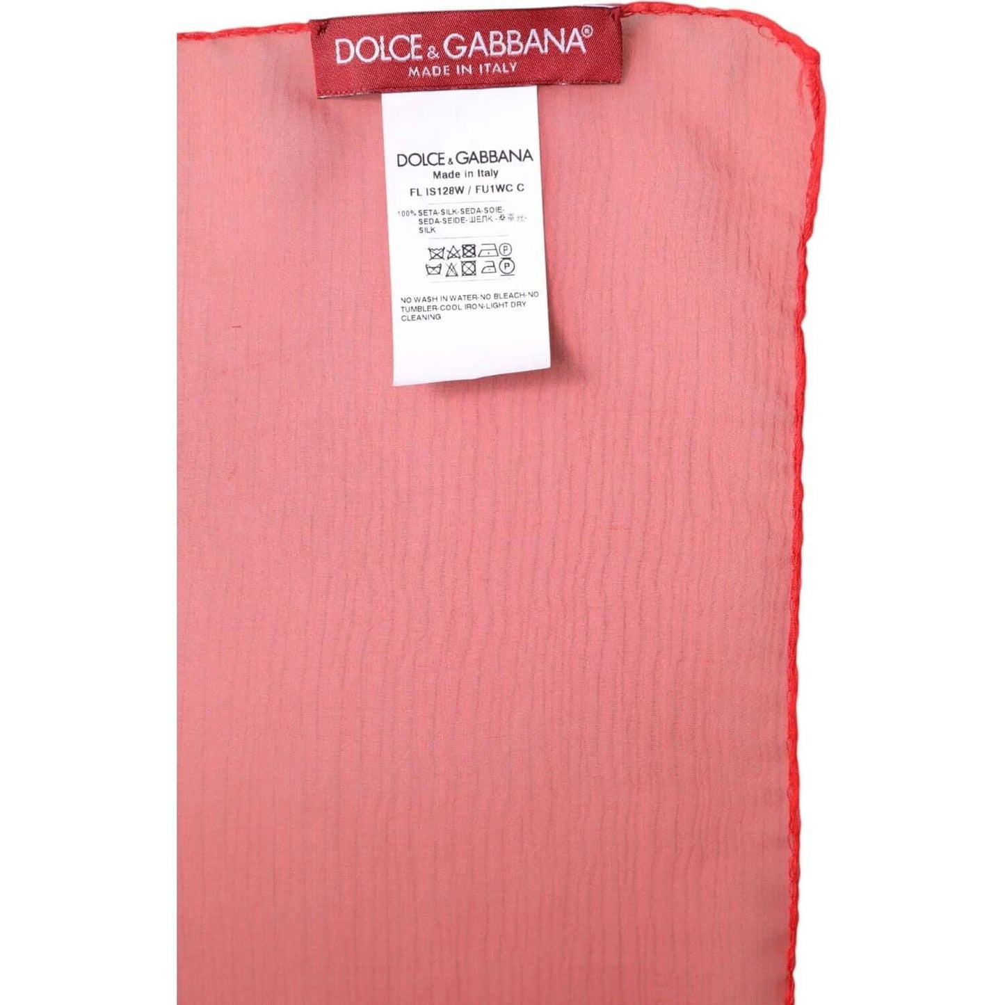Dolce & Gabbana Red Silk Rectangle Women Wrap Shawl Scarf Dolce & Gabbana Light Coral