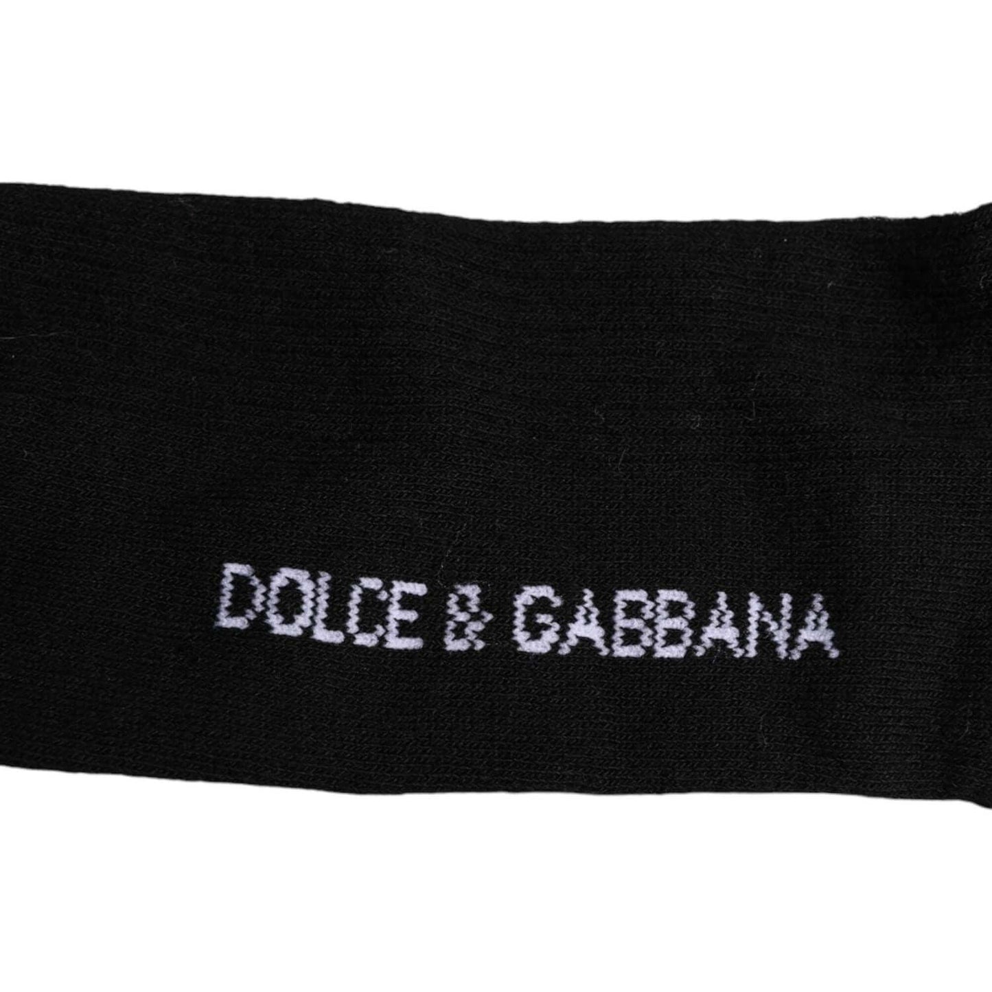 Dolce & Gabbana Black Cotton DG Logo Mid Calf Men Socks Dolce & Gabbana Black