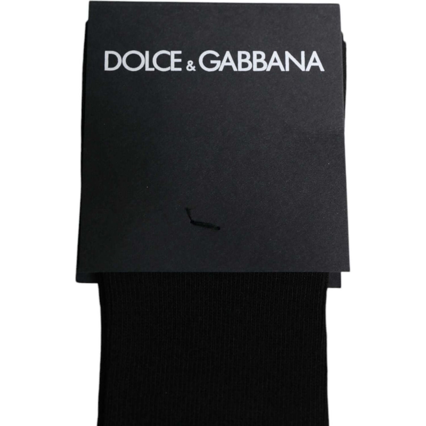 Dolce & Gabbana Black Viscose Logo Over The Calf Socks Dolce & Gabbana Black