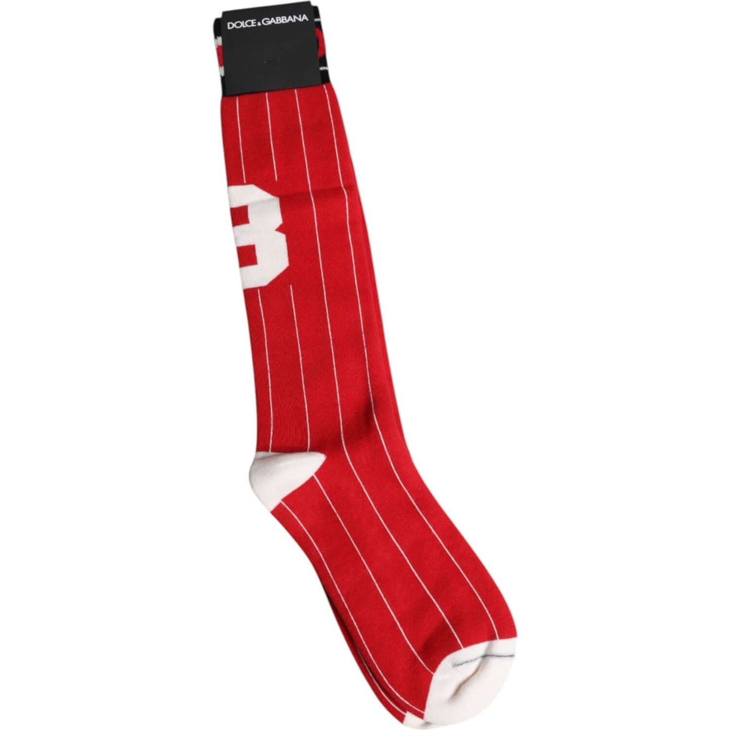Dolce & Gabbana Red Printed Cotton Mid Calf Men Socks Dolce & Gabbana Firebrick