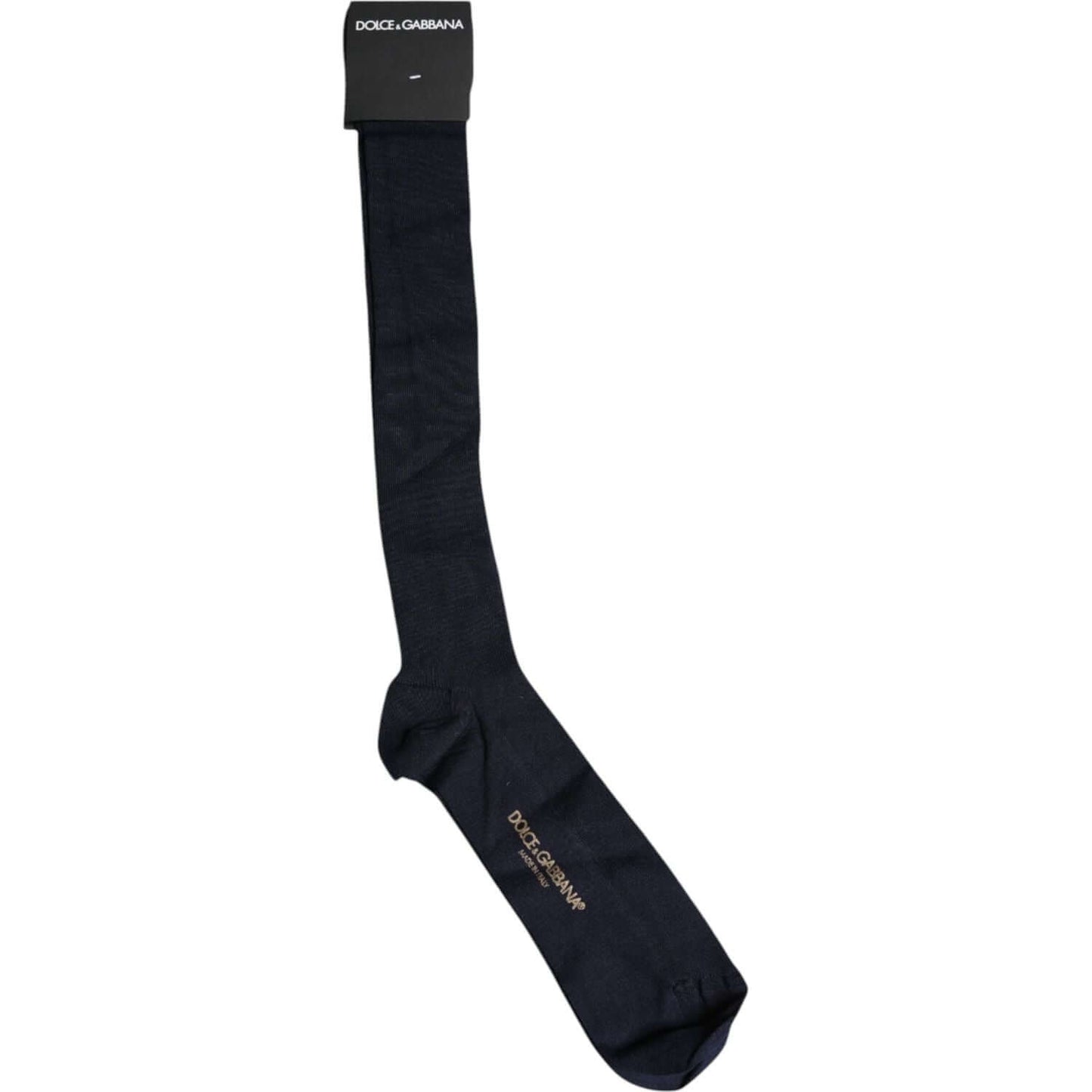 Dolce & Gabbana Black Viscose Logo Over The Calf Socks Dolce & Gabbana Black