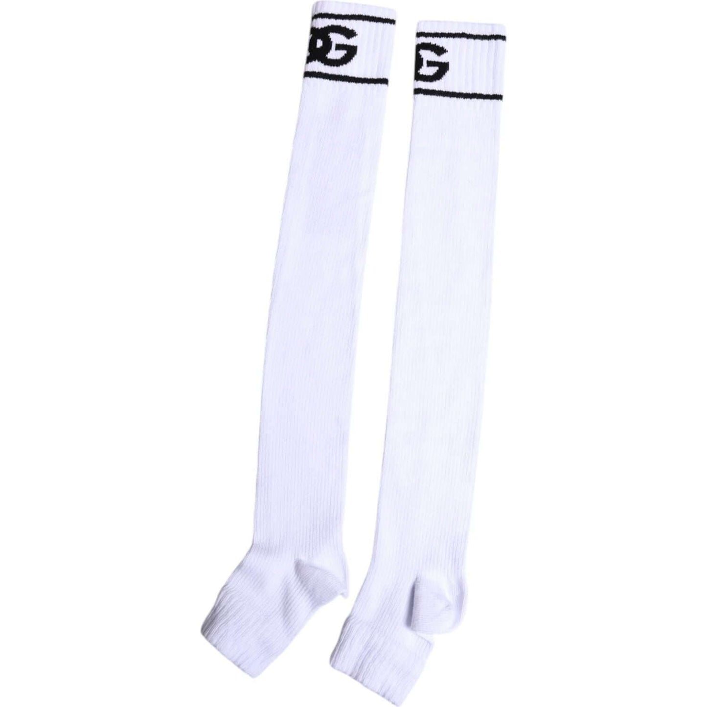 Dolce & Gabbana White Cotton DG Logo Print Open Toe Socks Dolce & Gabbana Lavender
