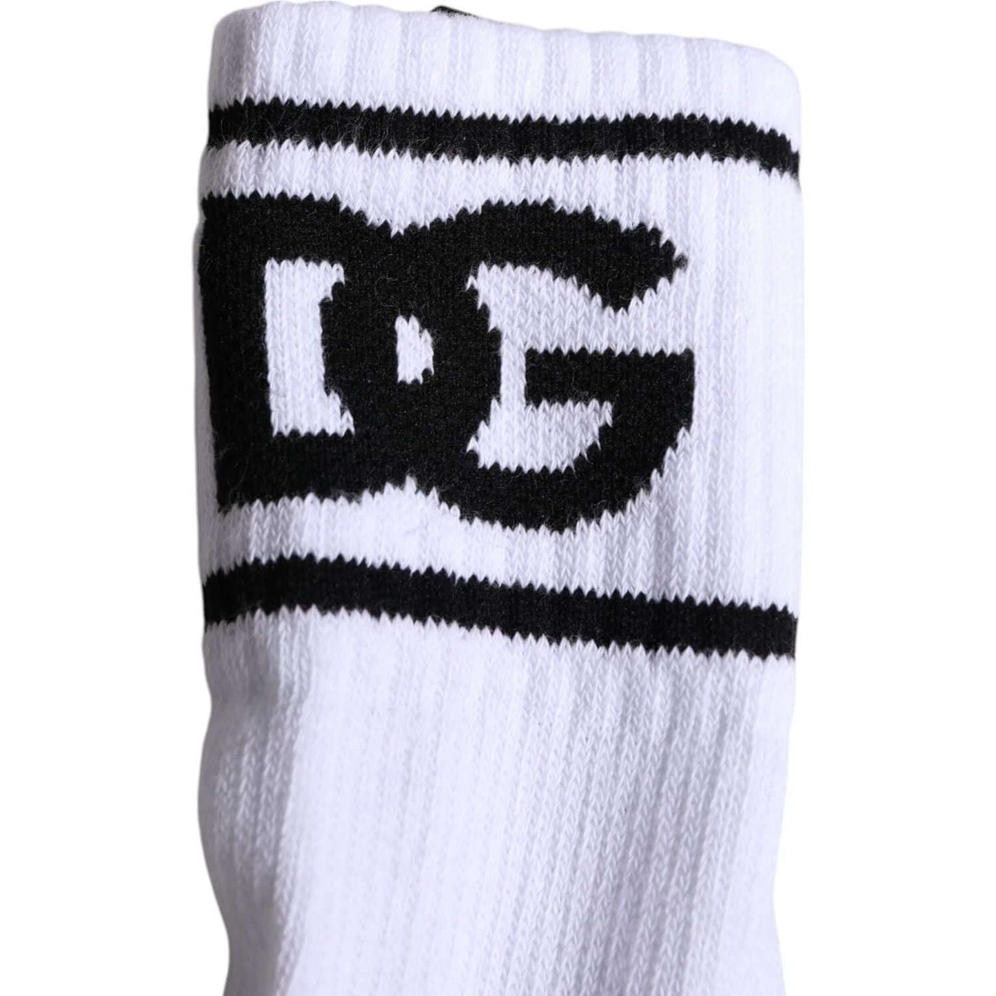 Dolce & Gabbana White Cotton DG Logo Print Open Toe Socks Dolce & Gabbana Black
