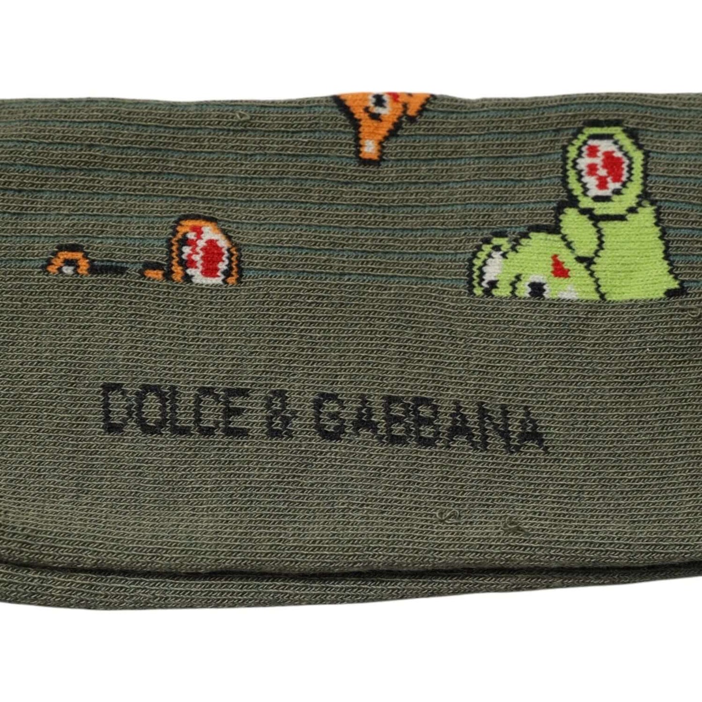 Dolce & Gabbana Green Nylon DG Bear Printed Mid Calf Socks Dolce & Gabbana Dark Slate Gray