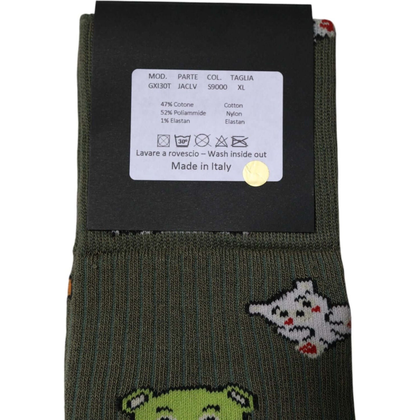 Dolce & Gabbana Green Nylon DG Bear Printed Mid Calf Socks Dolce & Gabbana Dark Slate Gray