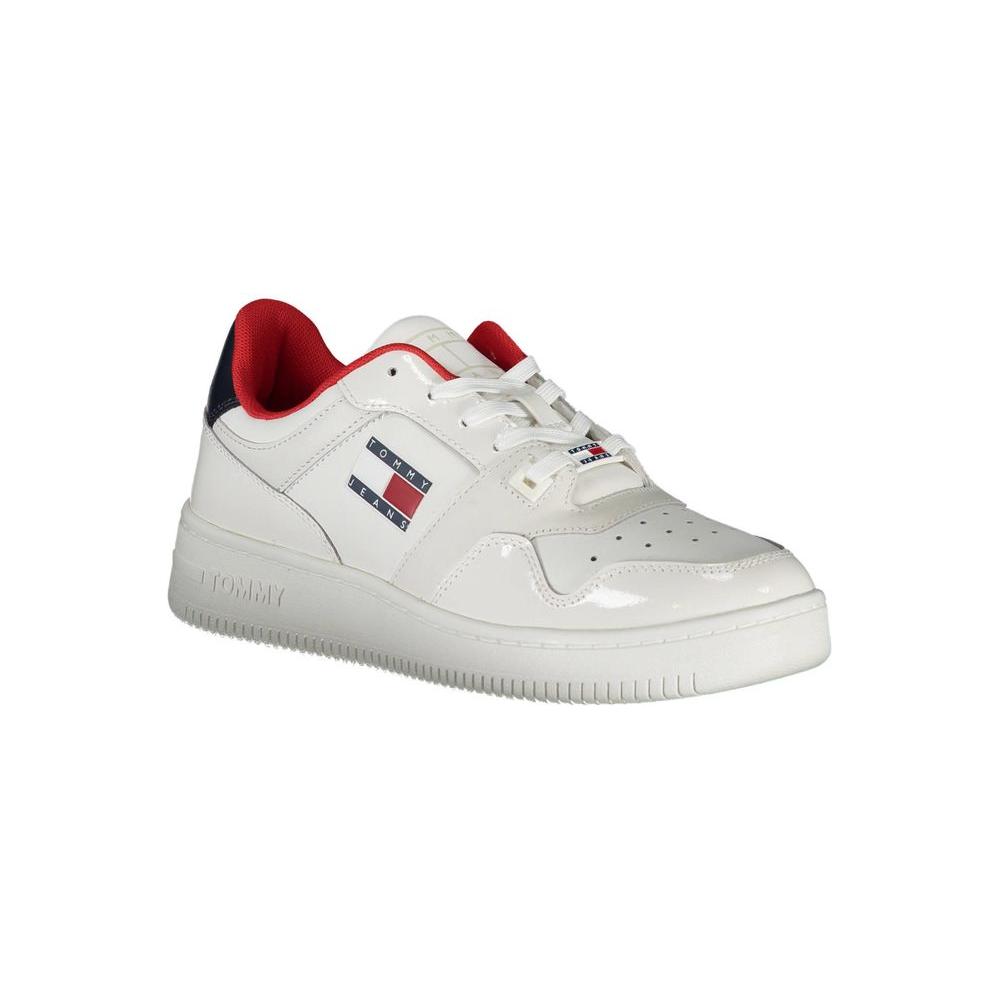 Tommy Hilfiger White Leather Women Sneaker Tommy Hilfiger Light Gray