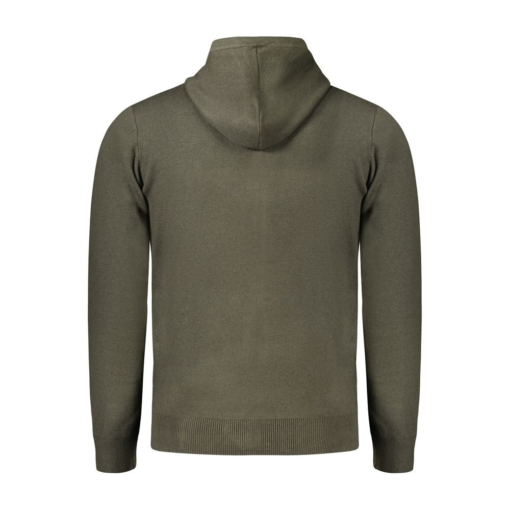 Back view of Norway 1963 green polyamide men's cardigan with hood, showcasing luxury fashion and comfort.