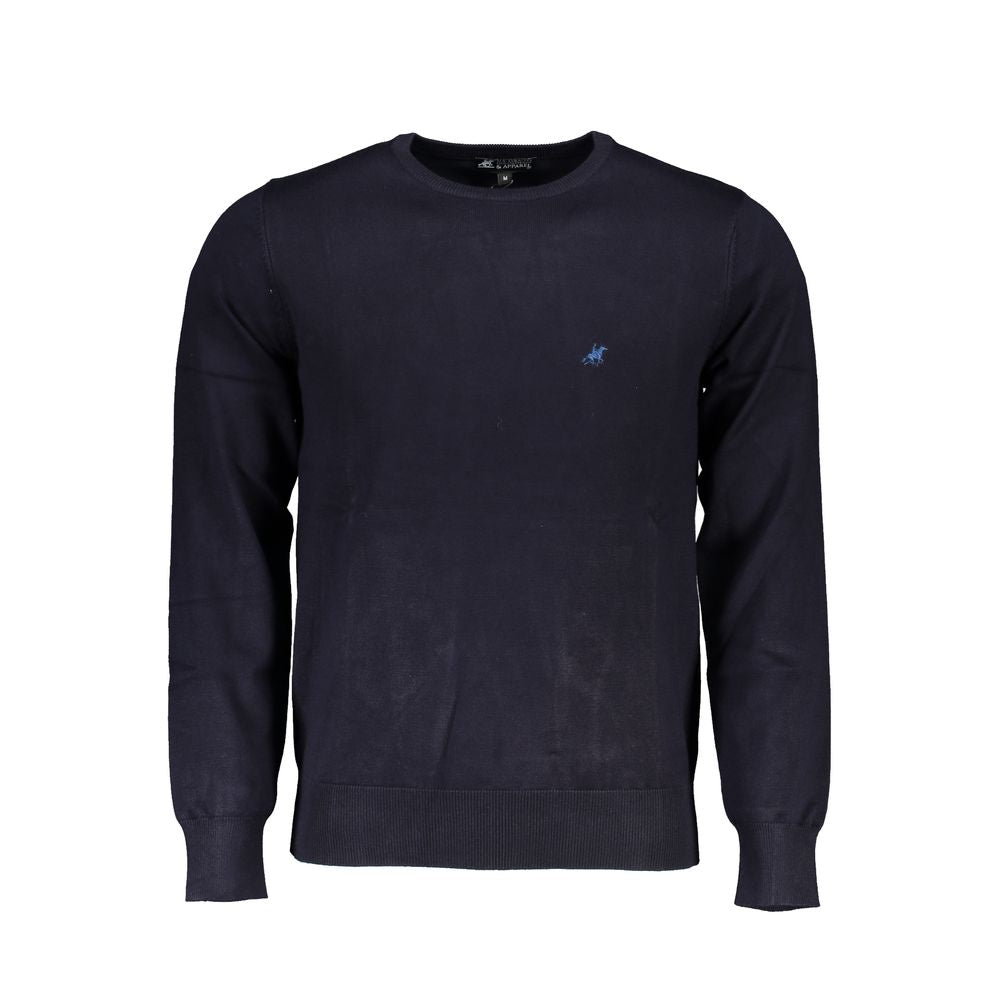 U.S. Grand Polo blue nylon sweater, crew neck, long sleeves, with embroidered logo.