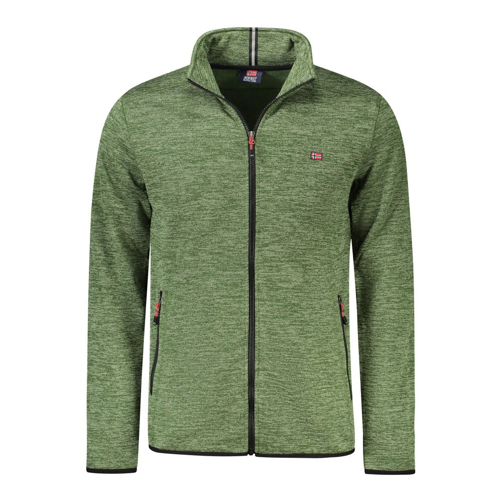 Norway 1963 green polyester men's jacket with fleece lining and embroidery, perfect blend of style and warmth.