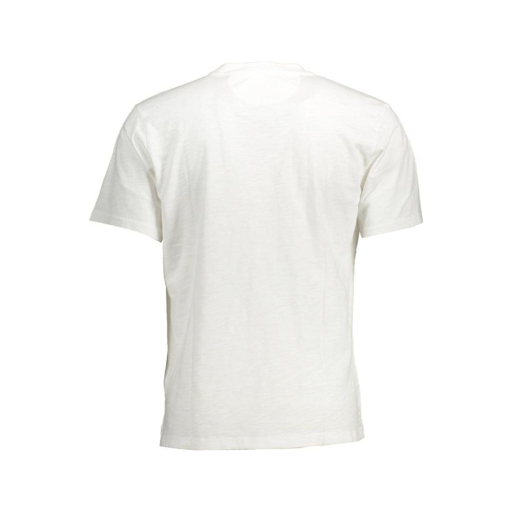 Back view of La Martina white cotton men's t-shirt, featuring short sleeves and a regular fit.