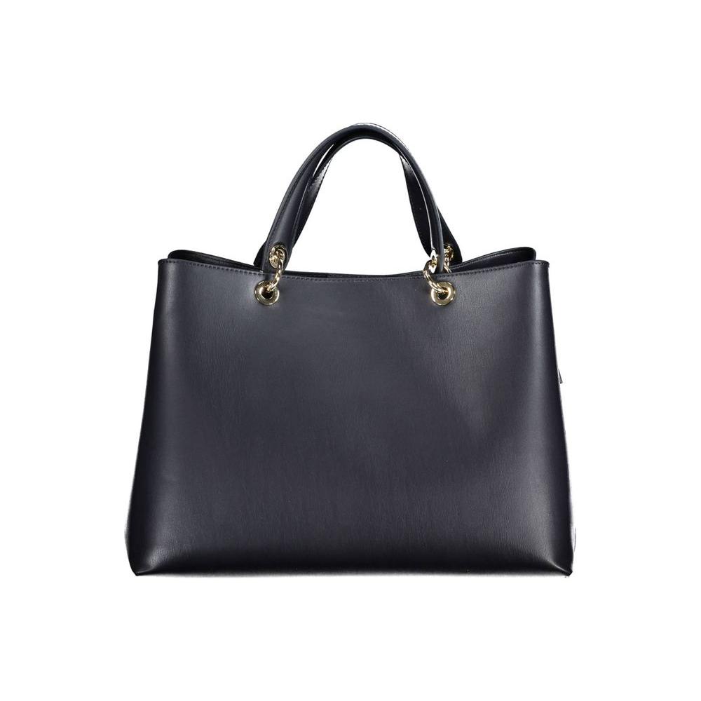 Tommy Hilfiger blue handbag with removable handles, ideal for fashion-forward functionality with multiple compartments.