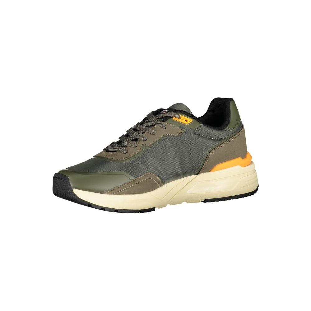 Blauer green polyester sneaker with laces, contrasting details, and logo, ideal for sports and casual wear.