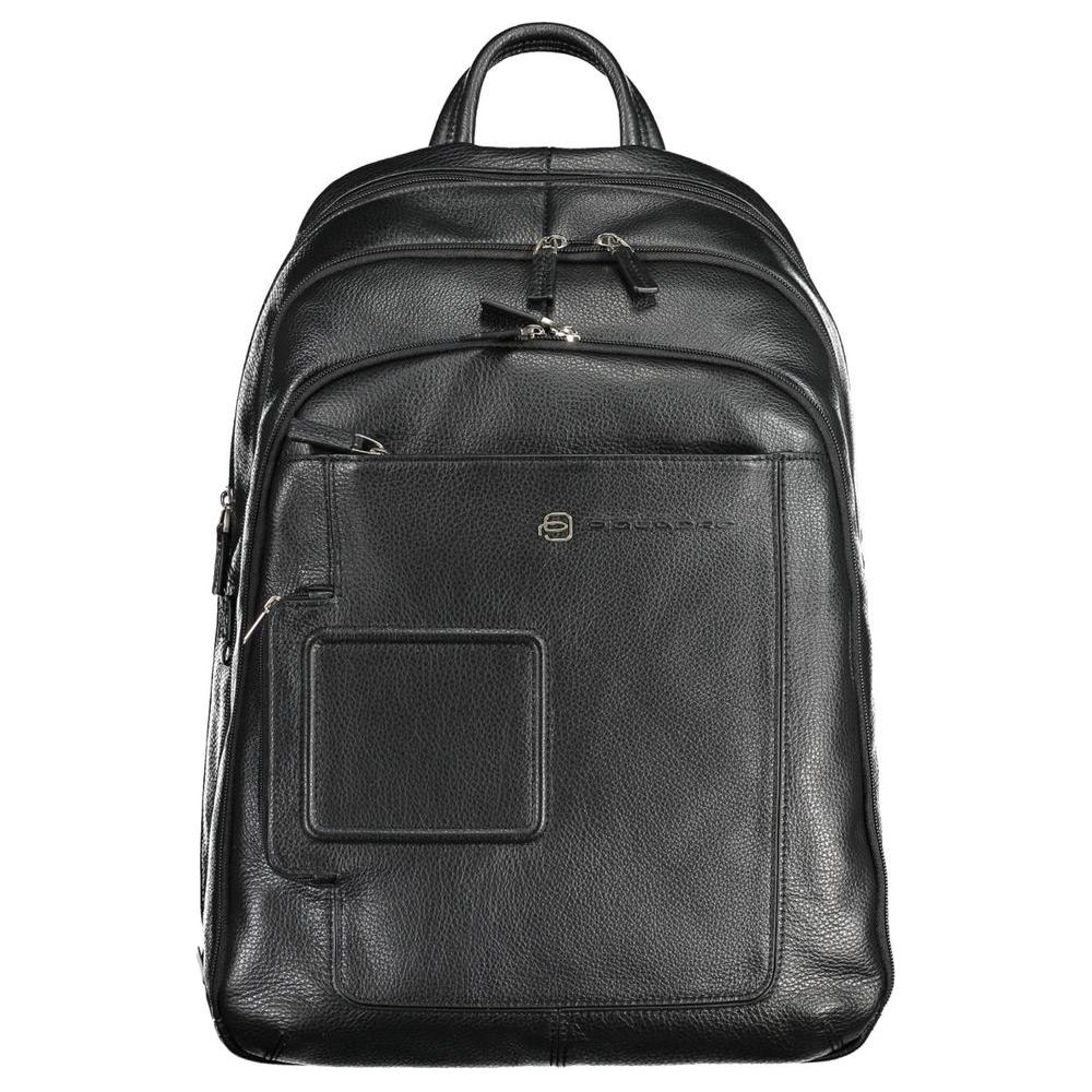 Piquadro Black Leather Men Backpack Piquadro Dark Slate Gray