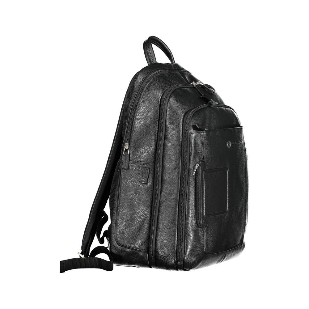 Piquadro Black Leather Men Backpack Piquadro Dark Slate Gray