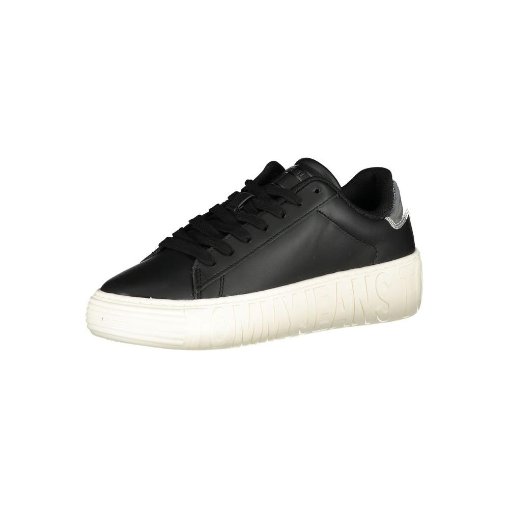 Tommy Hilfiger Black Leather Women Sneaker Tommy Hilfiger Dark Slate Gray