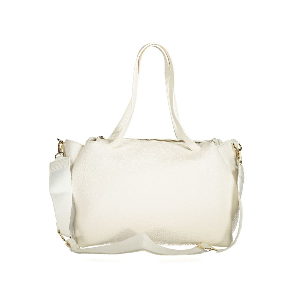 Valentino Bags white polyethylene handbag with shoulder handles and strap, elegant design for women.