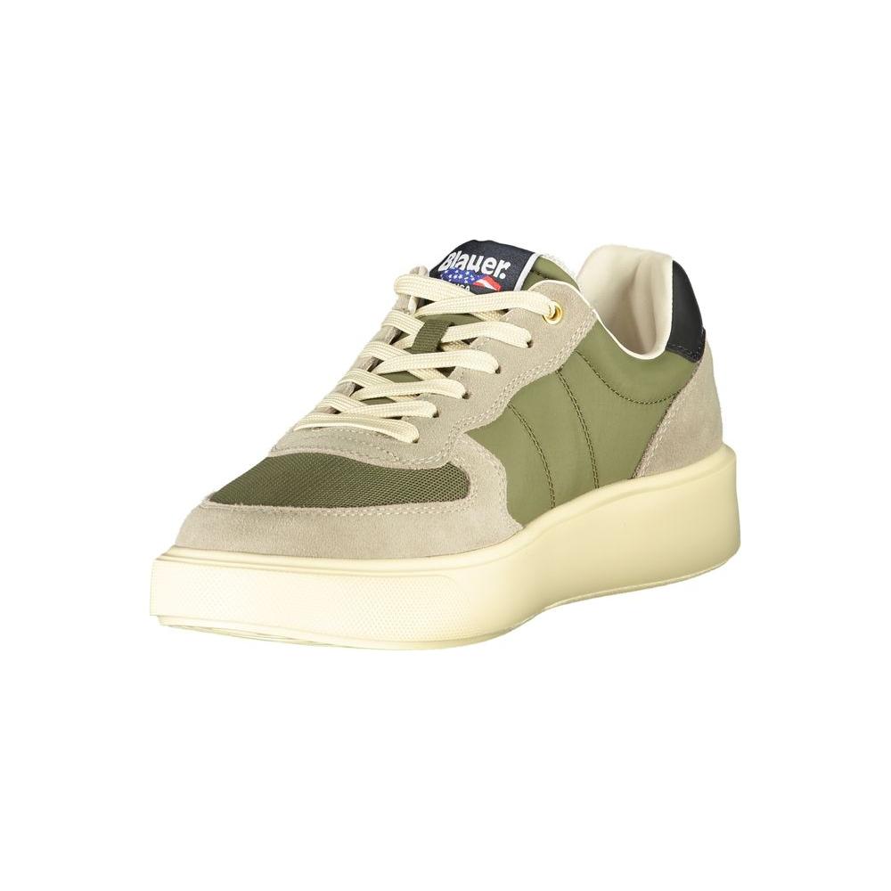 Blauer Green Leather Men's Sneaker with bold green palette, Blauer logo, and durable materials for style and comfort.