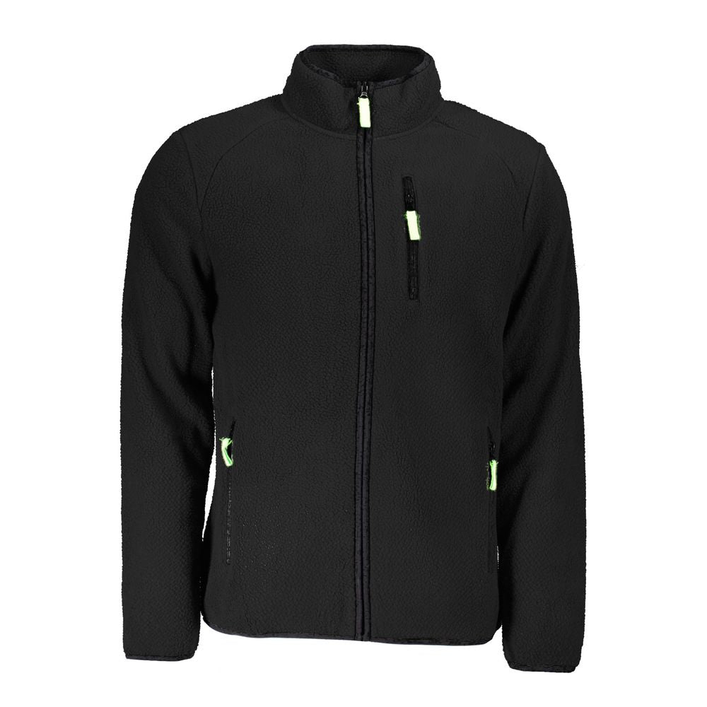 Norway 1963 Black Polyester Men's Sweater with Long Sleeves and Functional Pockets