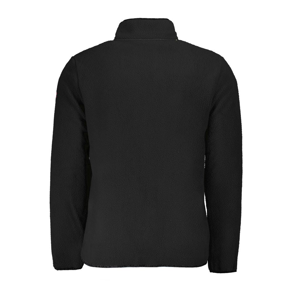 Black polyester men's sweater, rear view, with long sleeves and sleek design from Norway 1963 collection.