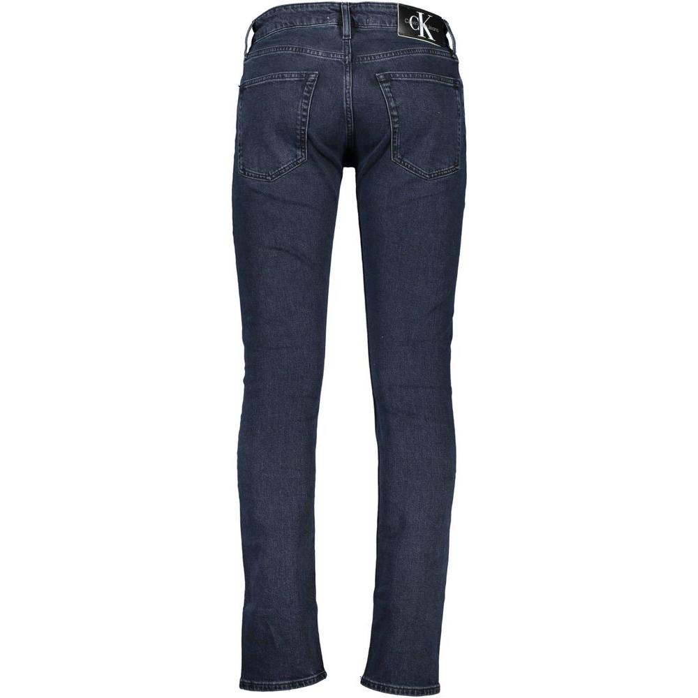 Rear view of Calvin Klein Elevated Blue Jeans with signature contrast detail and iconic logo.