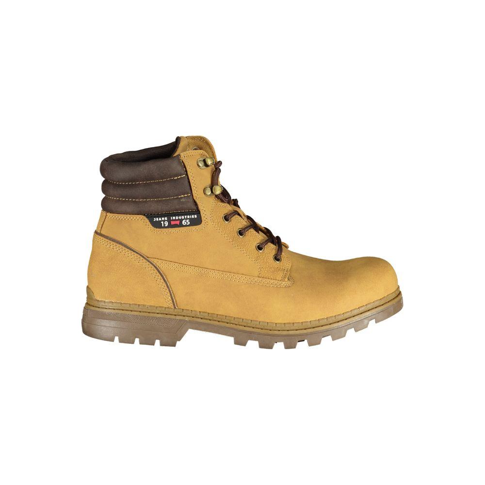 Stylish yellow Carrera lace-up boots with contrast details, logo, and rugged sole. Perfect for bold, fashion-forward looks.