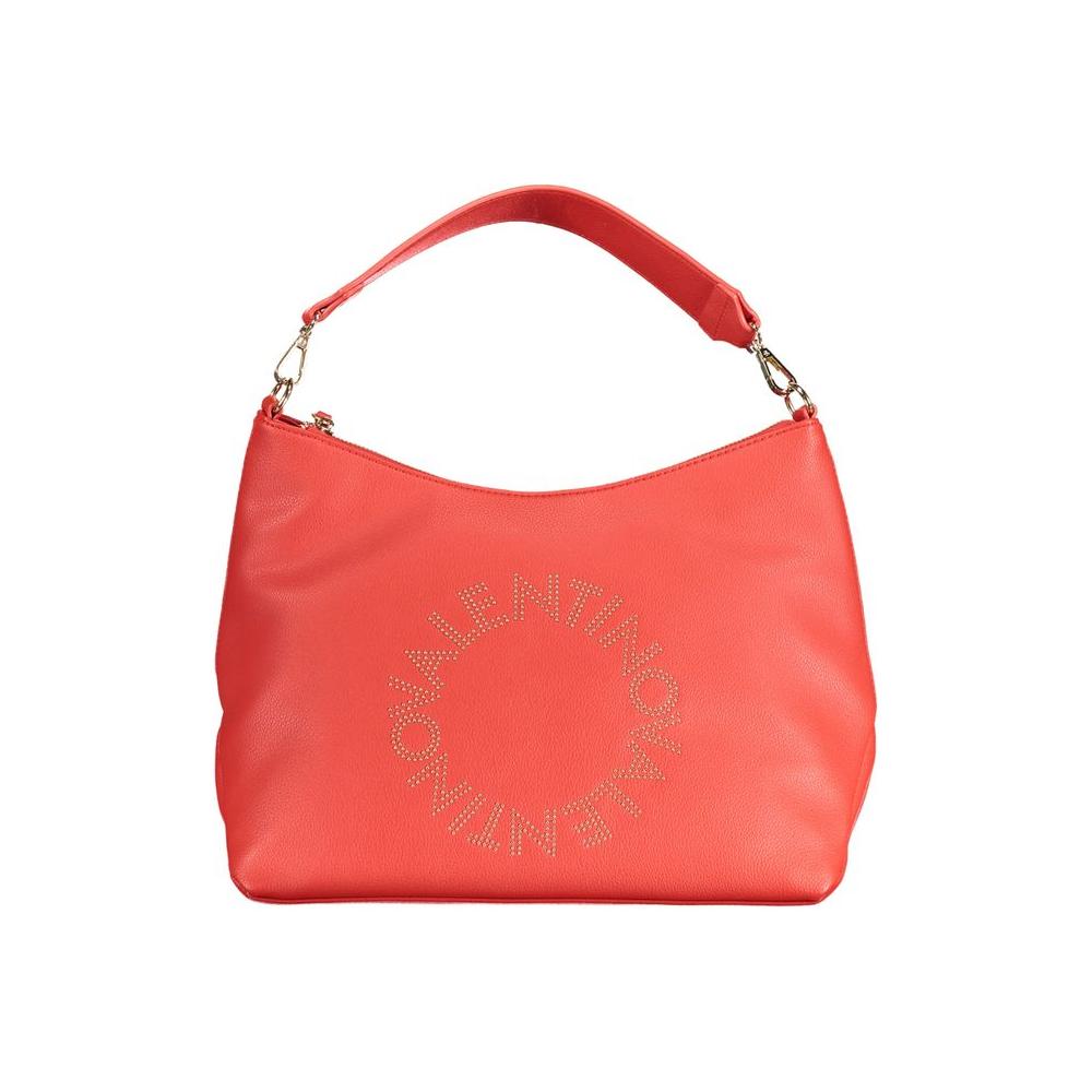 Red Valentino handbag with logo, removable shoulder handle, adjustable strap, internal pocket, phone holder, recycled material, zip closure.